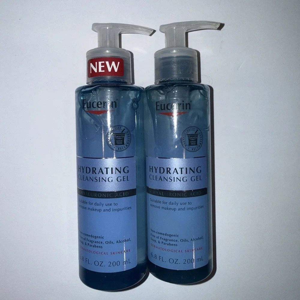 Lot of 2 Eucerin Hydrating Cleansing Gel Face Wash Hyaluronic Acid 6.8 oz NEW